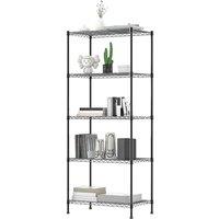 Nordara 5 Tier Metal Storage Shelf Unit Stand Kitchen Office in Black