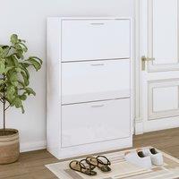 Berkfield Home Shoe Cabinet High Gloss White 63x24x103 cm Engineered Wood | Size: 63 x 24 x 103 cm