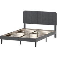 Levede Double Bed Frame Upholstered Platform Bedframe Adjustable Headboard in Grey