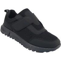 Pegasus Men's Wide Fit Touch Fasten Trainers - Breathable Memory Foam Comfort Shoes in Black | Size: 9