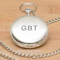 Uniqueful Men's Personalised Initials Silver Finish Pocket Watch Birthday Gift Friend