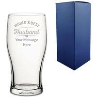Uniqueful Men's Personalised Pint Glass World's Best Husband Anniversary Gift in Clear