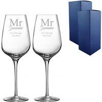 Uniqueful Men's Personalised Mr & Mr Sublym 15.8oz Classic Font Wine Glasses in Clear