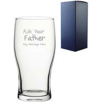 Uniqueful Men's Personalised Pint Glass 20oz with Ask Your Father Design Father's Day in Clear