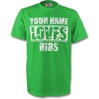 Hibernian Men's Your Name Loves Hibs T-Shirt in Green | Size: Medium