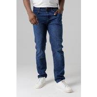 Tokyo Laundry Men's Straight Fit Cotton Blend Jeans in Mid Blue | Size: 32S