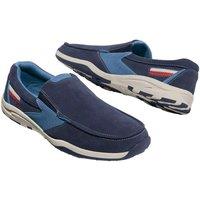 Atlas for Men Men's Split Leather Boat Style Moccasins in Navy | Size: 5.5