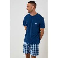 Threadbare Men's Pyjama T-Shirt & Check Shorts Set in Navy | Size: Medium