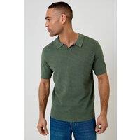 Threadbare Men's Textured Knit Trophy Neck Polo in Green | Size: Medium