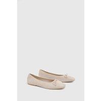 Oasis Women's Beatrice Faux Suede Square Toe Ballet Pumps in Beige | Size: 5