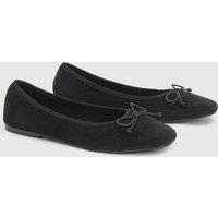Oasis Women's Beatrice Faux Suede Square Toe Ballet Pumps in Natural Black | Size: 5