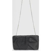 Oasis Women's Black Ruched Satin Clutch Bag With Removable Shoulder Strap