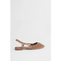 Oasis Women's Angie Faux Suede Cutout Sling Back Flat Shoes in Tan | Size: 3