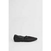 Oasis Women's Lacie Open Weave Mary Jane Ballet Pumps in Black | Size: 7