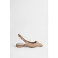 Oasis Women's Millie Faux Metallic Leather Slingback Flat Shoes in Beige | Size: 5