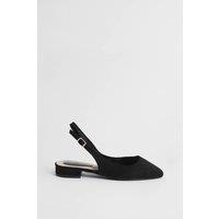 Oasis Women's Millie Faux Metallic Leather Slingback Flat Shoes in Natural Black | Size: 7