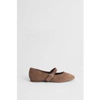 Oasis Women's Matilda Faux Suede Mary-Jane Soft Ballet Pumps in Tan | Size: 3