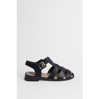 Oasis Women's Cassiopeia Faux Leather Closed Toe Fisherman Flat Shoes in Black | Size: 3