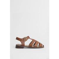 Oasis Women's Cassiopeia Faux Leather Closed Toe Fisherman Flat Shoes in Tan | Size: 4