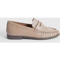 Oasis Women's Grace Faux Leather Grandad Loafers in Beige | Size: 5