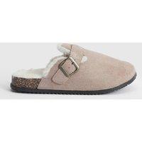 Oasis Women's Melinda Faux Suede Fur Lined Closed Toe Footbeds in Beige | Size: 4