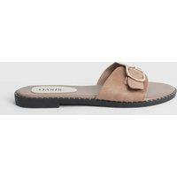 Oasis Women's Billie Faux Suede Buckle Detail Sliders in Taupe | Size: 5