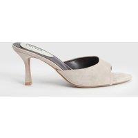 Oasis Women's Rosa Faux Suede Stiletto Mules in Beige | Size: 6