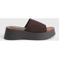Oasis Women's Rickie Faux Suede Chunky Casual Wedge Mules in Brown | Size: 4