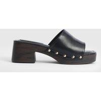 Oasis Women's Peggy Faux Leather Clog Mules in Black | Size: 7