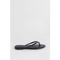 Oasis Women's Jodie Faux Leather Flip Flops in Black | Size: 5
