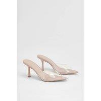 MissPap Women's Vinyl High Stiletto Mules in Nude | Size: 5