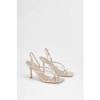 MissPap Women's Toe Post Slingback High Stiletto Heel Sandals in Gold | Size: 6
