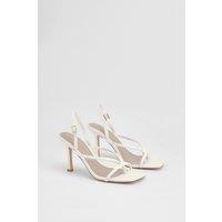 MissPap Women's Toe Post Slingback High Stiletto Heel Sandals in White | Size: 4