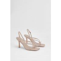 MissPap Women's Toe Post Slingback High Stiletto Heel Sandals in Nude | Size: 4