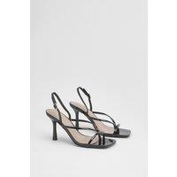 MissPap Women's Toe Post Slingback High Stiletto Heel Sandals in True Black | Size: 3
