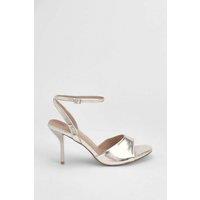 MissPap Women's Silver Faux Metallic Leather Stiletto Heeled Sandals | Size: 8