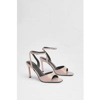 MissPap Women's Faux Leather High Heeled Stiletto Open Toe Sandals in Light Pink | Size: 3