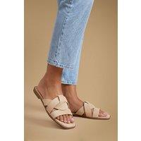 Good For the Sole Women's : Farah Faux Suede Comfort Sliders in Beige | Size: 5