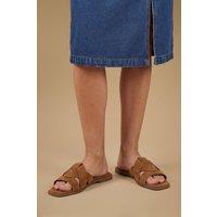 Good For the Sole Women's : Farah Faux Suede Comfort Sliders in Tan | Size: 6