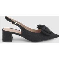 Dorothy Perkins Women's Vania Textile Bow Detail Medium Block Heel Court Shoes in Black | Size: 6