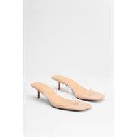 Dorothy Perkins Women's Catriona Vinyl Kitten Heel Toe Thong Sandals in Nude | Size: 5
