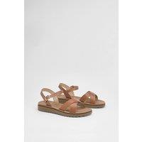 Good For the Sole Women's : Florinda Cross Strap Comfort Wedge Sandals in Tan | Size: 5