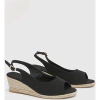Good For the Sole Women's : Wide Fit Reese Canvas Espadrille Wedge Sandals in Black | Size: 6