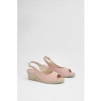 Good For the Sole Women's : Wide Fit Reese Canvas Espadrille Wedge Sandals in Blush | Size: 4