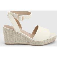 Dorothy Perkins Women's Wide Fit Rebekah Faux Leather Peep Toe Espadrille Wedge Sandals in Cream | Size: 7