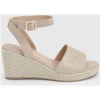 Dorothy Perkins Women's Rebekah Faux Suede Peep Toe Espadrille Wedge Sandals in Beige | Size: 6