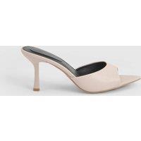 Faith Women's : Ella Faux Leather Stiletto Mules in Beige | Size: 6