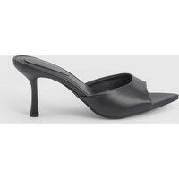 Faith Women's : Ella Faux Leather Stiletto Mules in Black | Size: 6