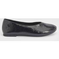 Faith Women's : Bonnie Faux Patent Leather Seam Detail Ballet Pumps in True Black | Size: 6