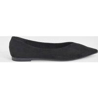 Faith Women's : Tasha Faux Leather Collapsible Black Pointed Flat Ballerinas in Natural Black | Size: 4